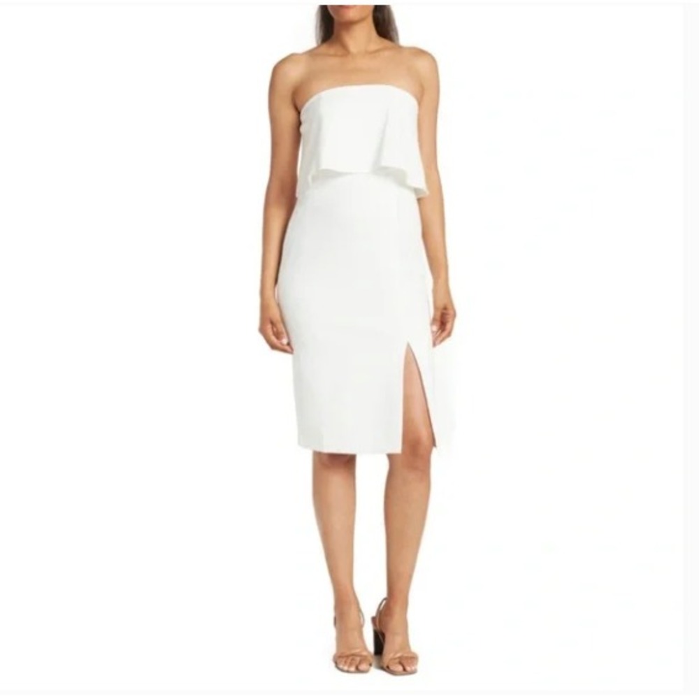 Donna Morgan‎ Dress Womens 14 White Strapless Midi New $130